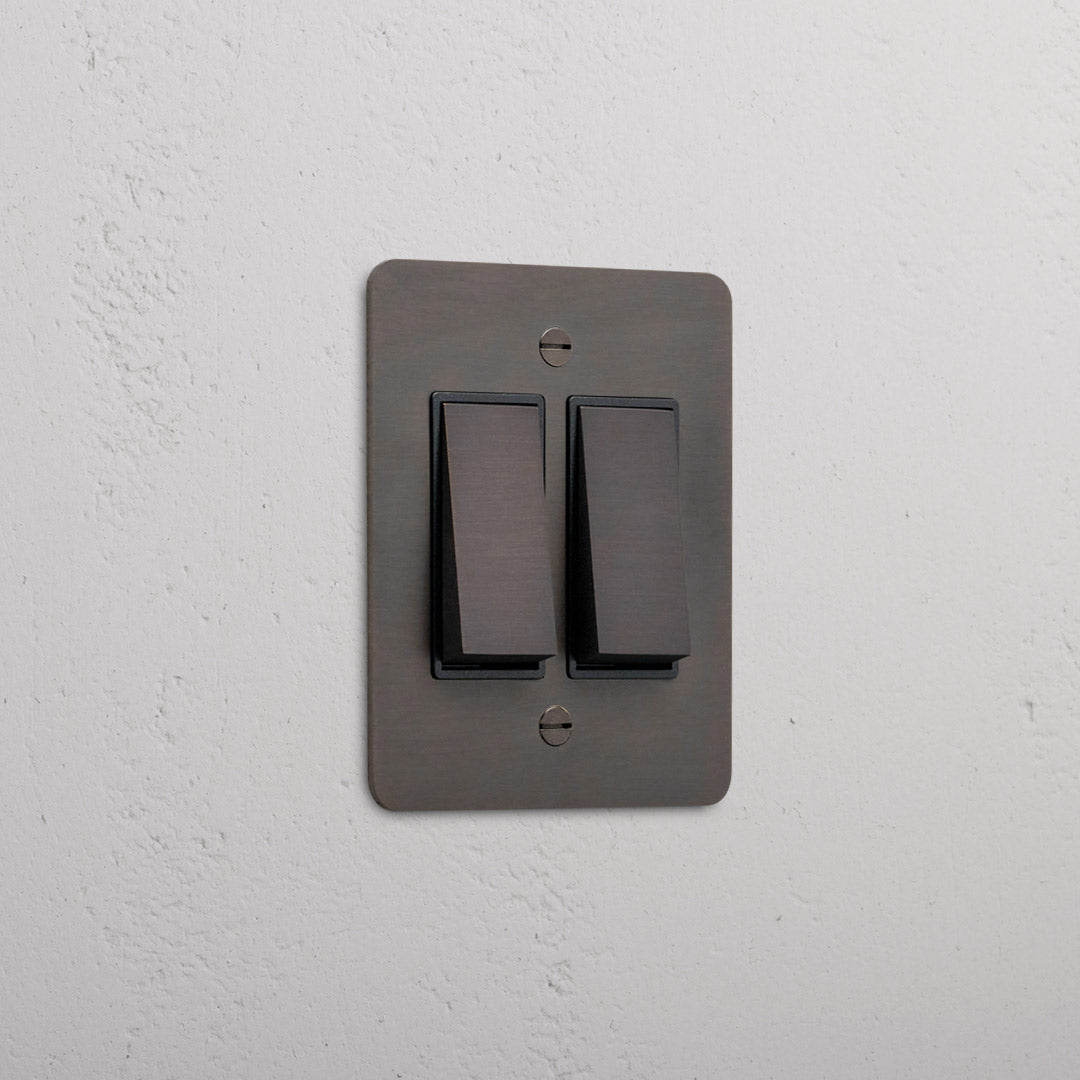 2G Two Way Rocker Slimline Switch - Bronze Black