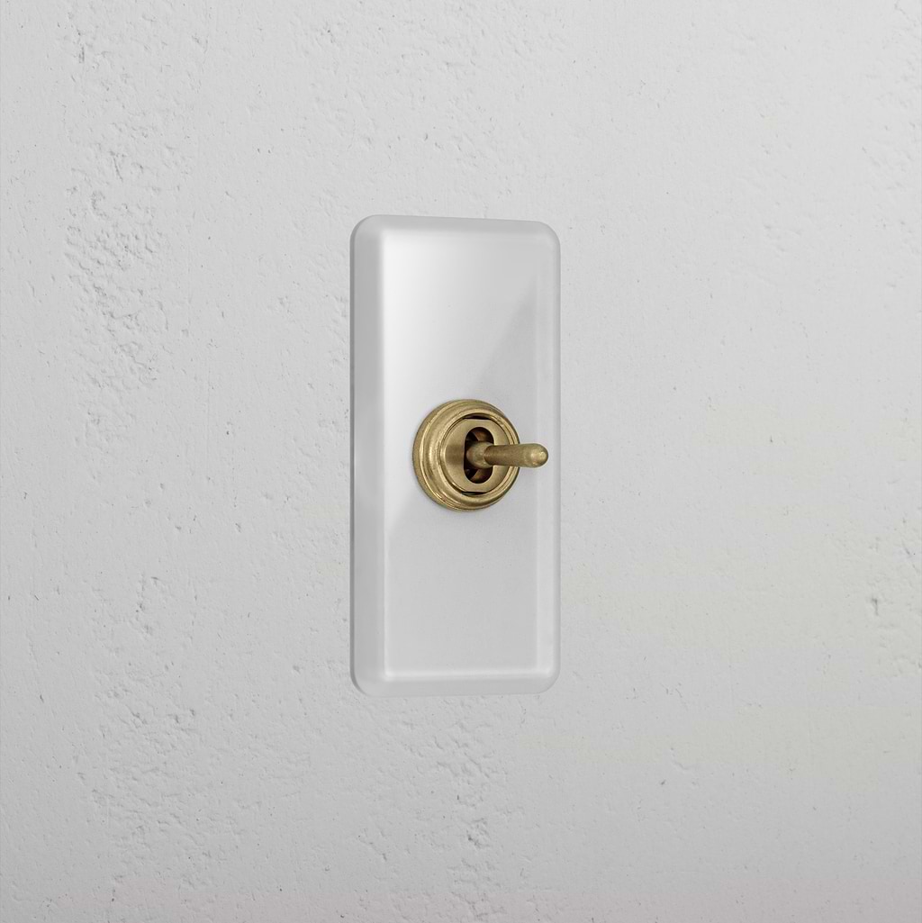 1G Architrave Centre Retractive Toggle Switch - Clear Antique Brass