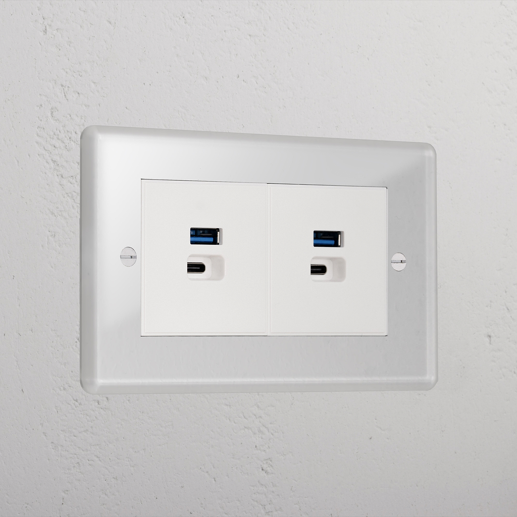 2x USB A+C Fast Charge Socket | Clear White – Corston