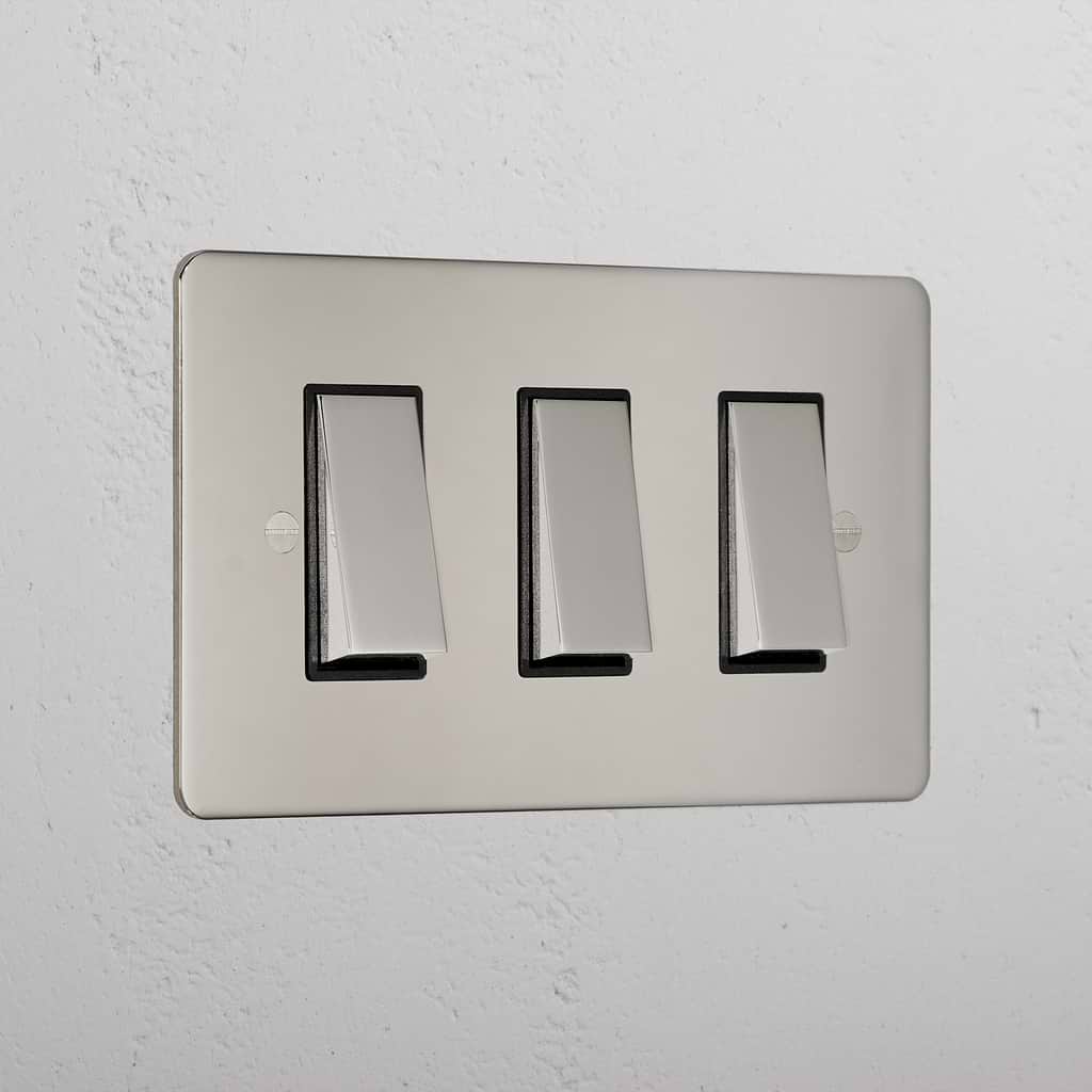 3G Two Way Rocker Switch - Polished Nickel Black