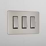3G Two Way Rocker Switch - Polished Nickel Black