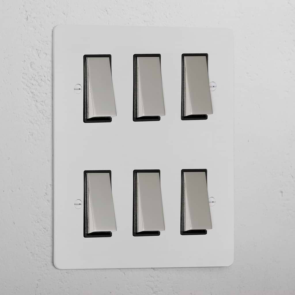 6G Two Way Rocker Switch _ Paintable Polished Nickel Black
