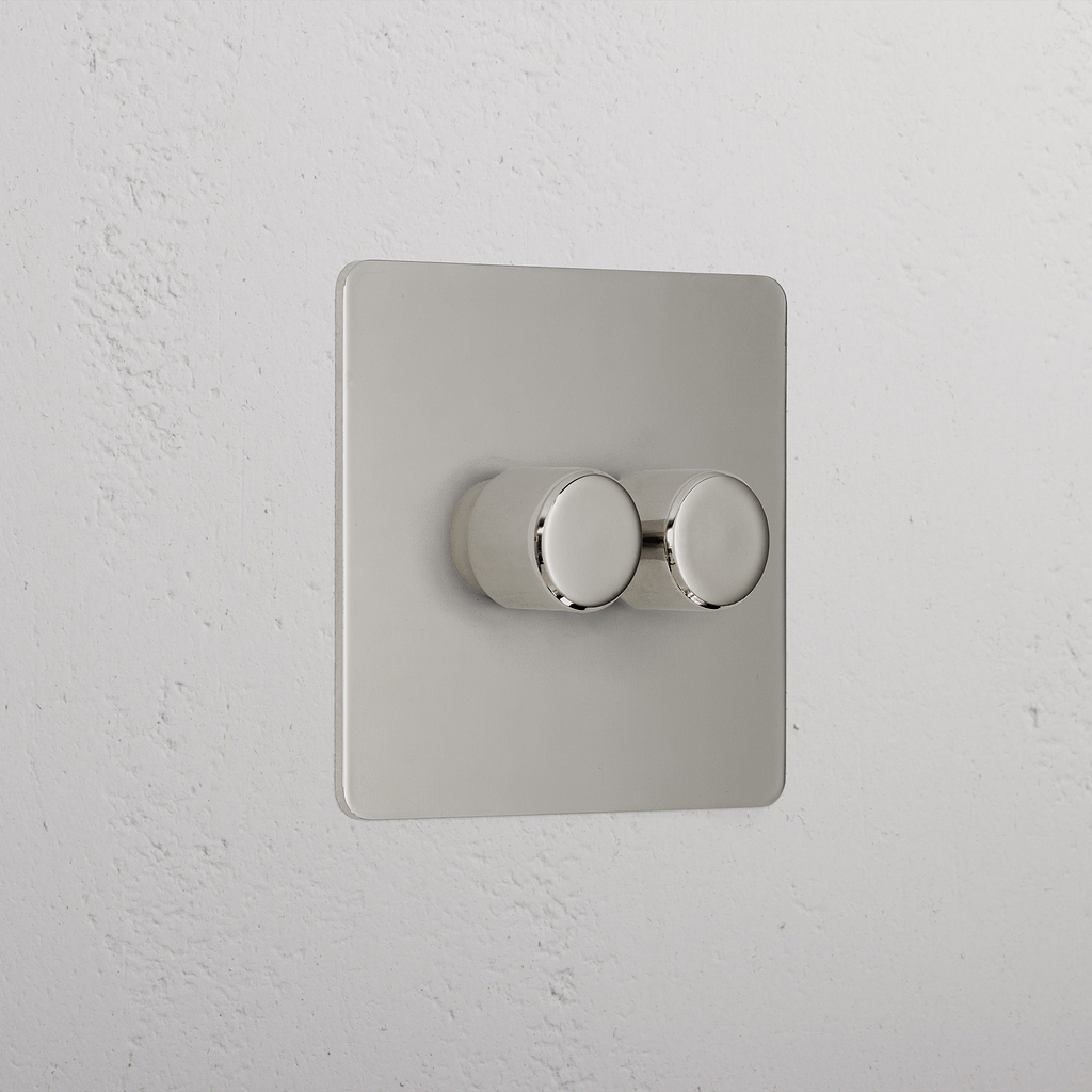 Interior Polished Nickel 2 Gang 2 Way Dimmer Light Switch