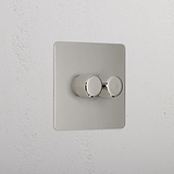 Interior Polished Nickel 2 Gang 2 Way Dimmer Light Switch