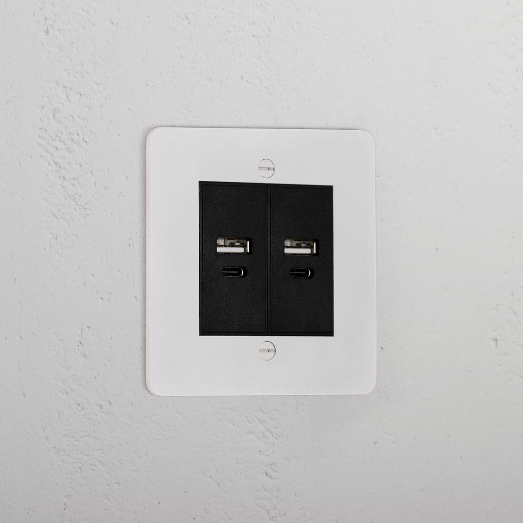 2x USB A+C Socket _ Paintable Black