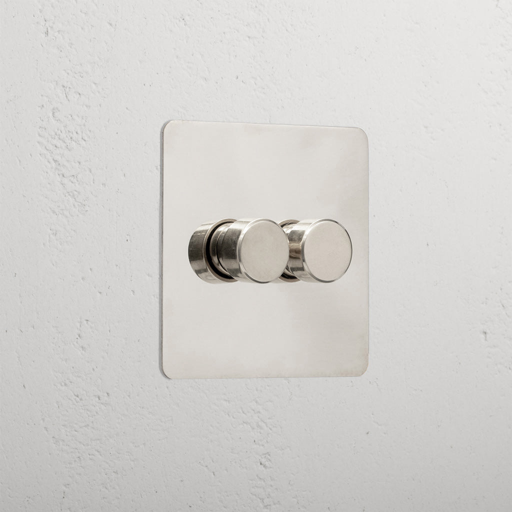 Interior Polished Nickel 2 Gang 2 Way Dimmer Light Switch