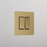 2G Two Way Rocker Switch - Antique Brass Black