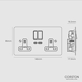Double Socket with USB-C Fast Charge - Clear Black