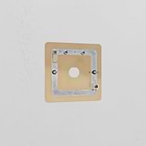 Antique brass switch plate with 1-gang design mounted on a white wall.