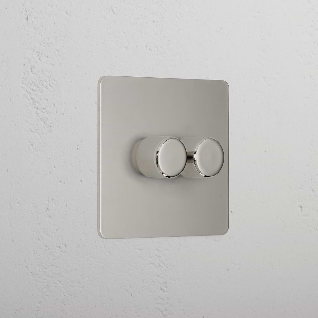 Interior Polished Nickel 2 Gang 2 Way Dimmer Light Switch