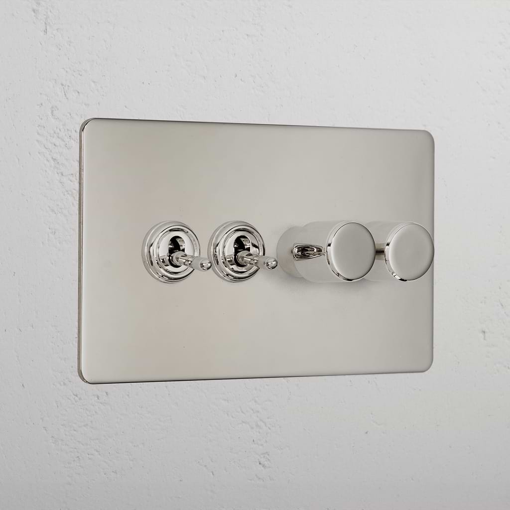 Premium Polished Nickel 4 Gang Mixed Light Switch