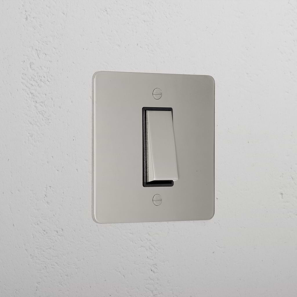 1G Two Way Rocker Switch - Polished Nickel Black