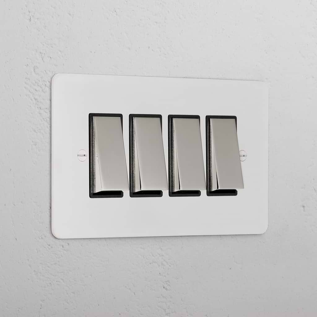 4G Two Way Rocker Switch - Paintable Polished Nickel Black