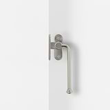 Polished nickel casement window handle with right plate, Southbank design.