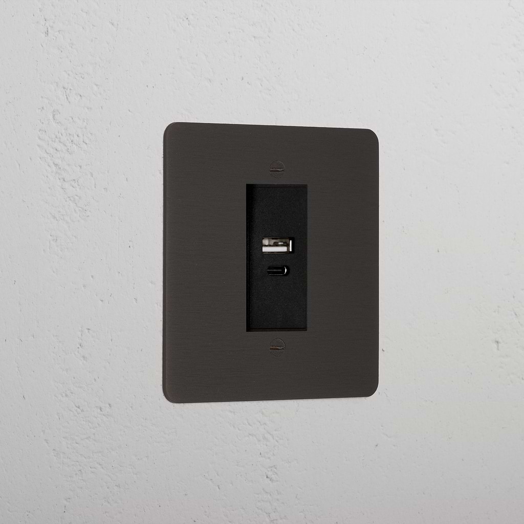Bronze Designer Usb A+C Socket Black
