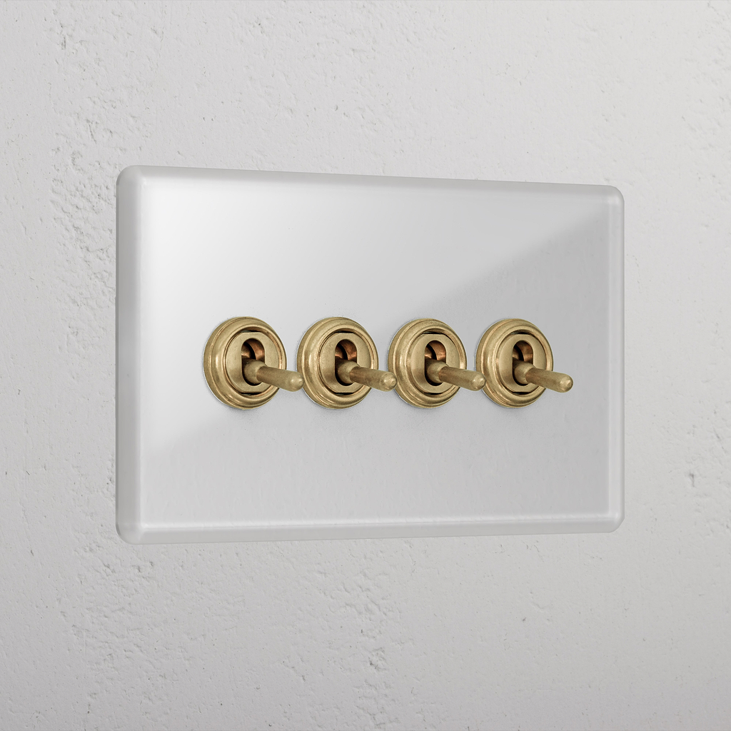 Clear Antique Brass 4 Gang 2 Way Premium Toggle Light Switch