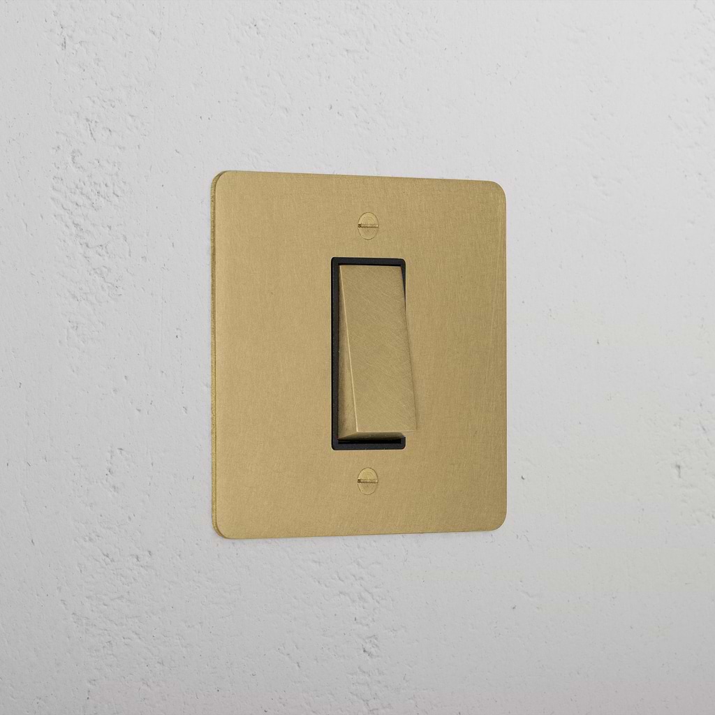 1G Retractive Rocker Switch - Antique Brass Black