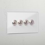 Interior Clear Polished Nickel 4 Gang 2 Way Toggle Light Switch