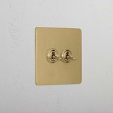 Interior Antique Brass 2 Gang 2 Way Toggle Light Switch