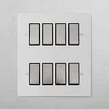 8G Two Way Rocker Switches in paintable polished nickel black finish, blending style and function for any decor.