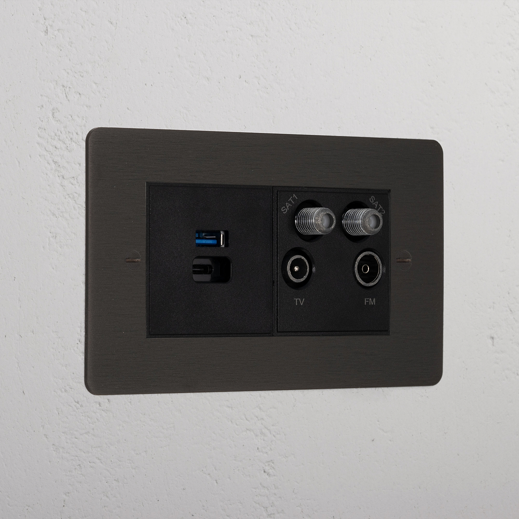 Bronze Luxury Usb A+C Fast Charge And Tv Aerial Socket