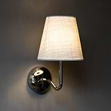 Malvern Medium Wall Light in Alabaster White with polished nickel finish and a white fabric shade for soft lighting.