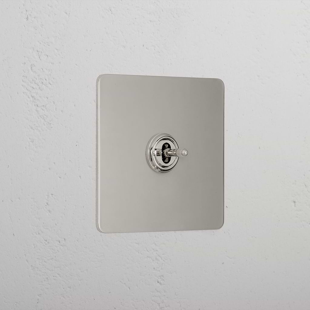 1G Centre Retractive Toggle Switch - Polished Nickel