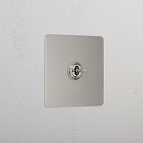 1G Centre Retractive Toggle Switch - Polished Nickel