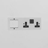 1G 50mm Module & Double Socket Uk Plate - Clear Black