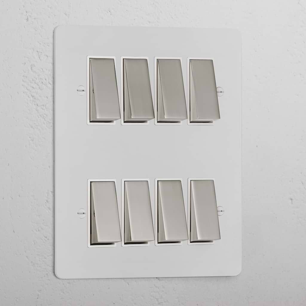 8G Two Way Rocker Switch _ Paintable Polished Nickel White
