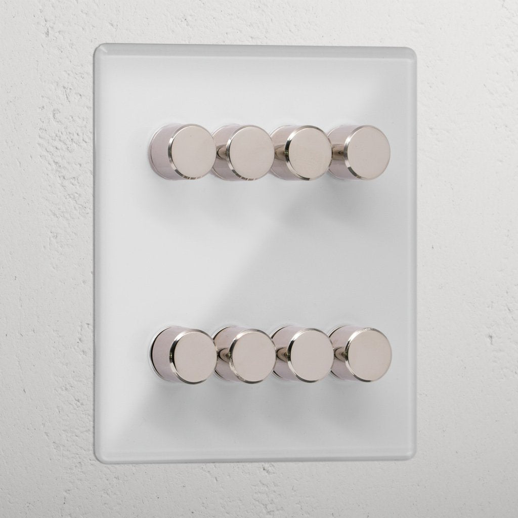 Luxury Clear Polished Nickel 8 Gang 2 Way Dimmer Switch