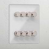 Luxury Clear Polished Nickel 8 Gang 2 Way Dimmer Switch