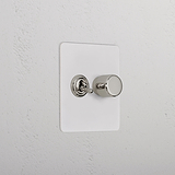 2G Mixed Slimline Switch 1T1D _ Paintable Polished Nickel