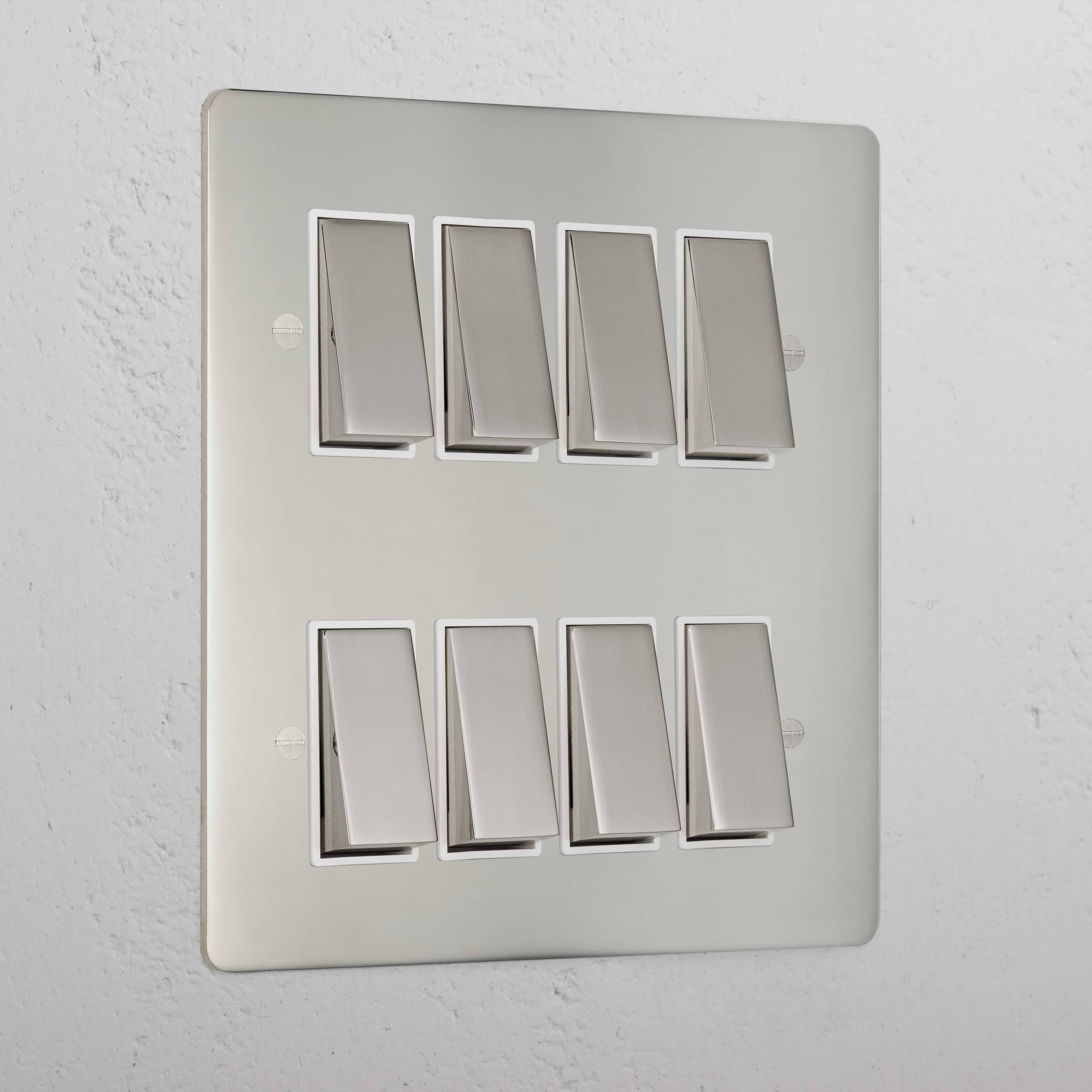 8G Two Way Rocker Switch - Polished Nickel White