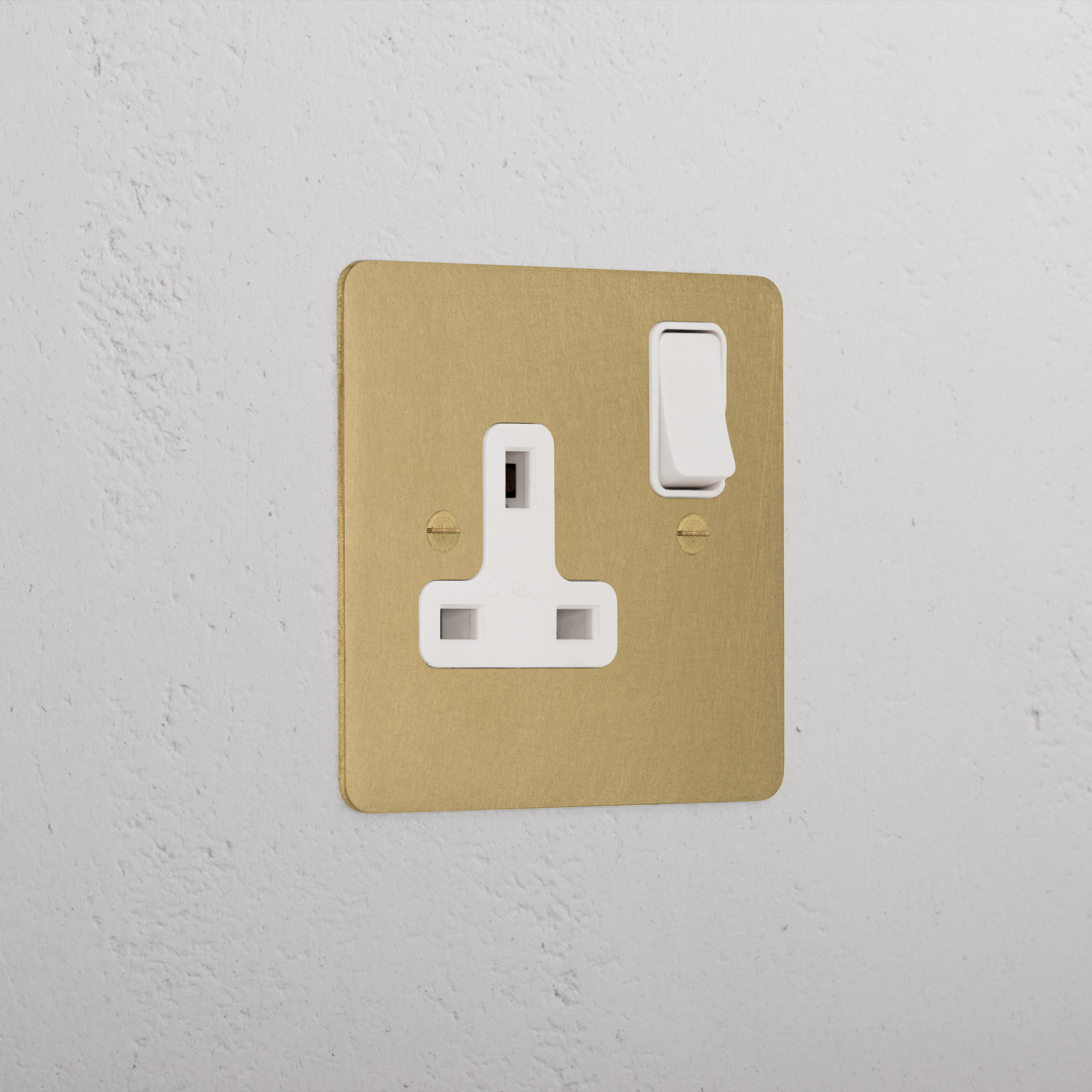 Elegant Antique Brass Single Socket Uk White