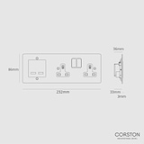 Double Socket + USB A+C Port Fast Charge - Polished Nickel Black