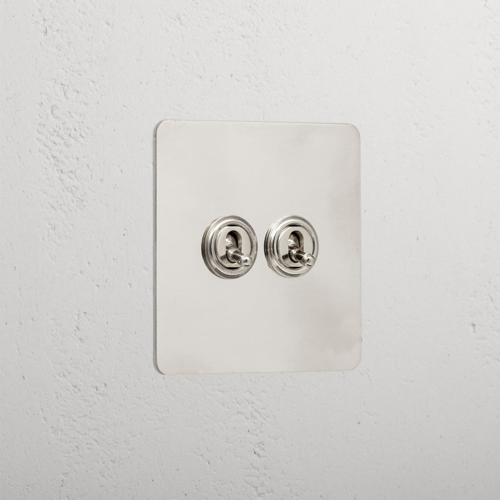 Premium Polished Nickel 2 Gang 2 Way Toggle Light Switch