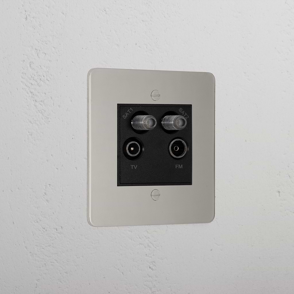 Premium Polished Nickel Aerial Socket Black