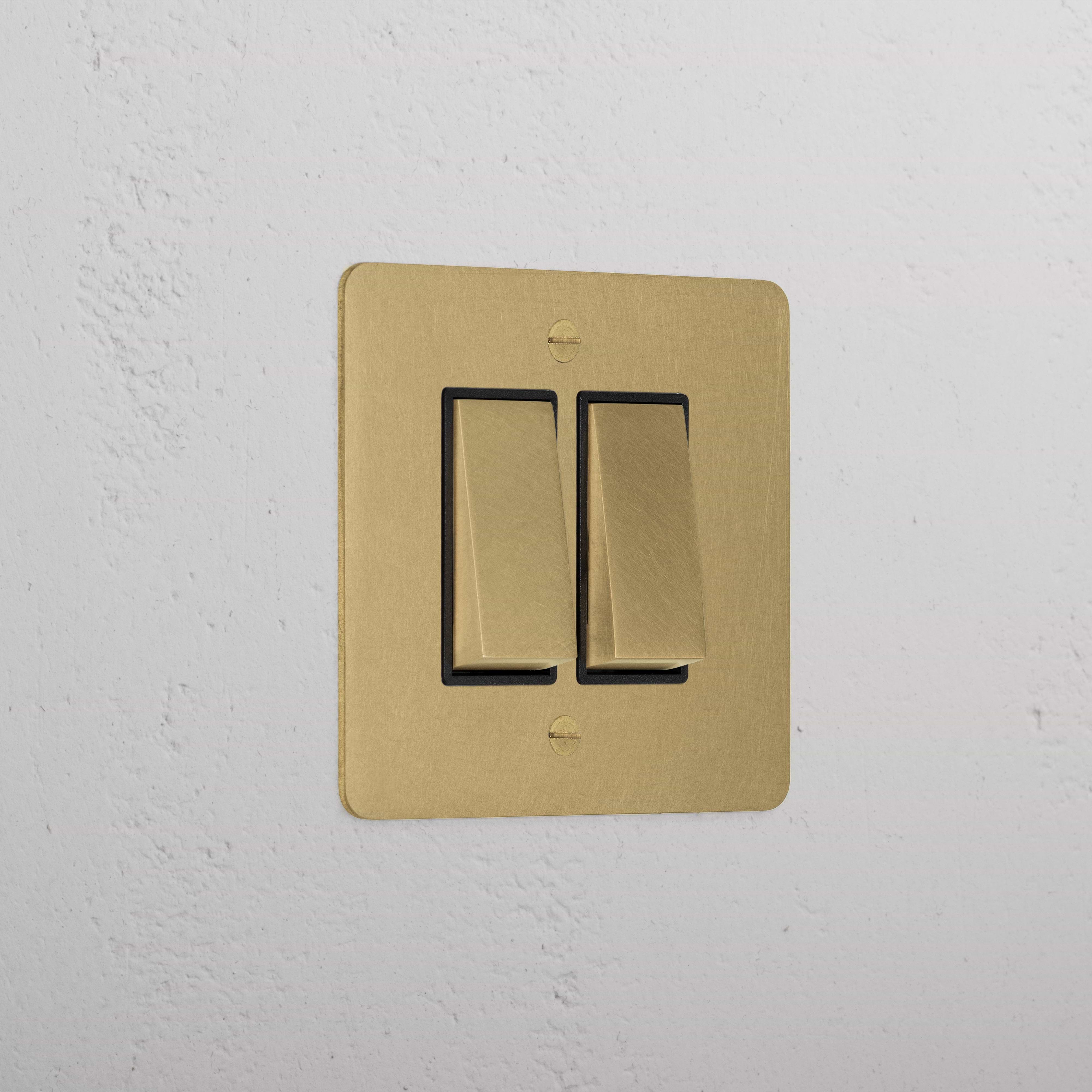 2G Two Way Rocker Switch - Antique Brass Black