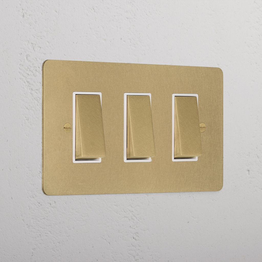 3G Two Way Rocker Switch - Antique Brass White