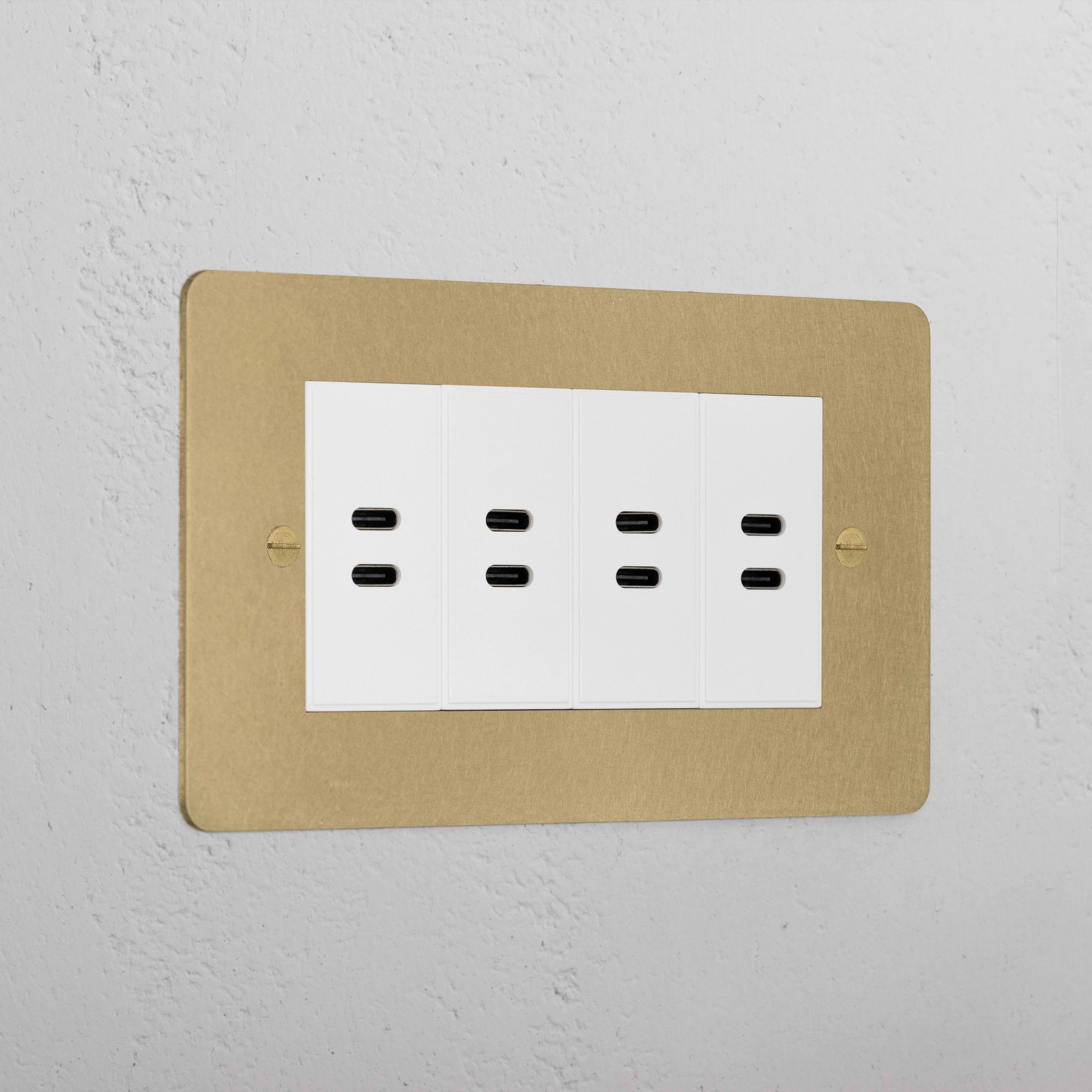 Designer Antique Brass 8x Usb-C Socket White
