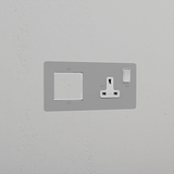 1G 50mm Module & Single Socket UK Plate _ Paintable White