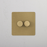 Antique Brass Designer 2 Gang Dimmer Switch On Wall