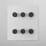 6G Dimmer Switch with six round knobs on a white background, paintable bronze finish for customizable decor.
