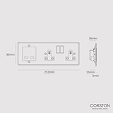 Double Socket + USB A+C Fast Charge - Clear Black