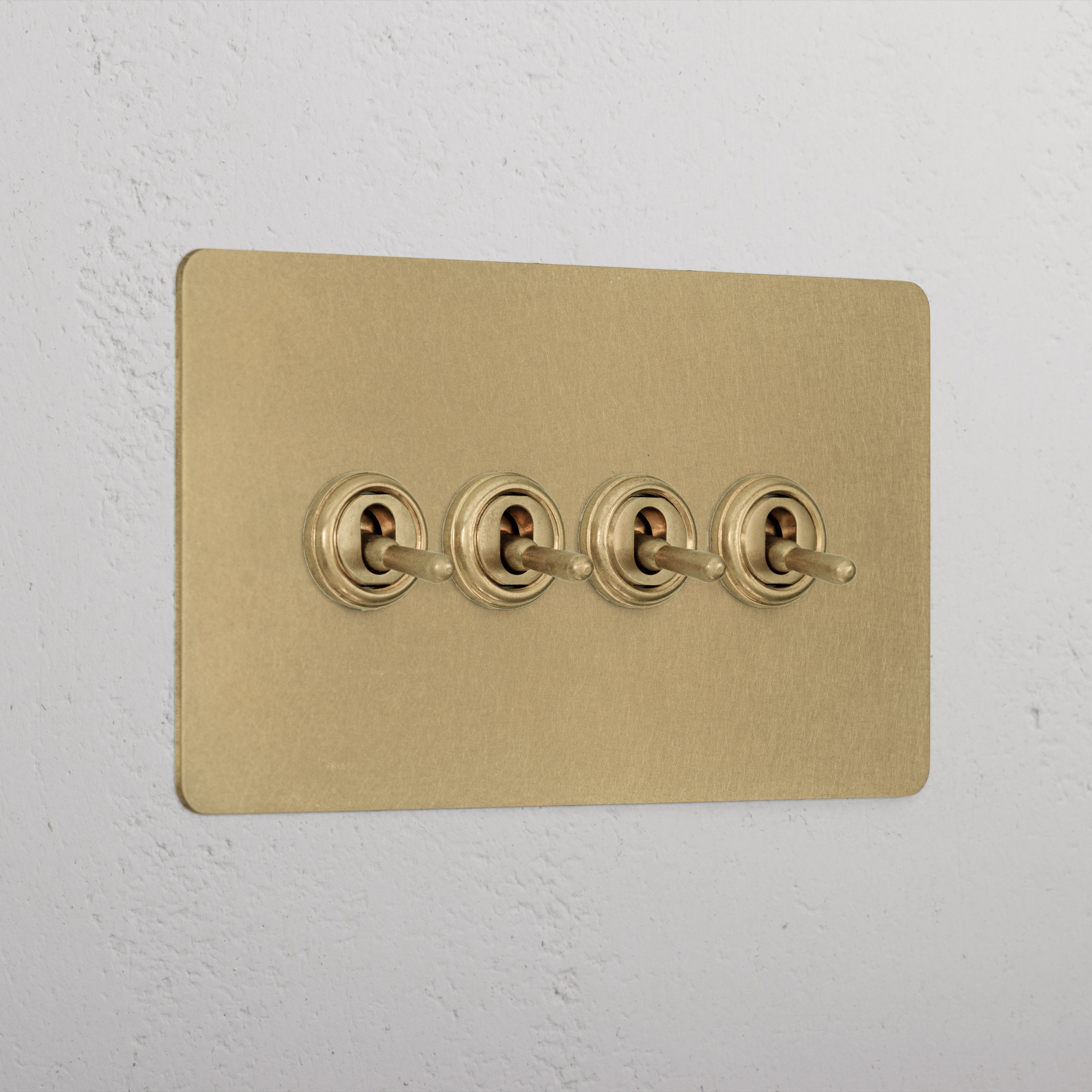 Premium Antique Brass 4 Gang 2 Way Toggle Light Switch