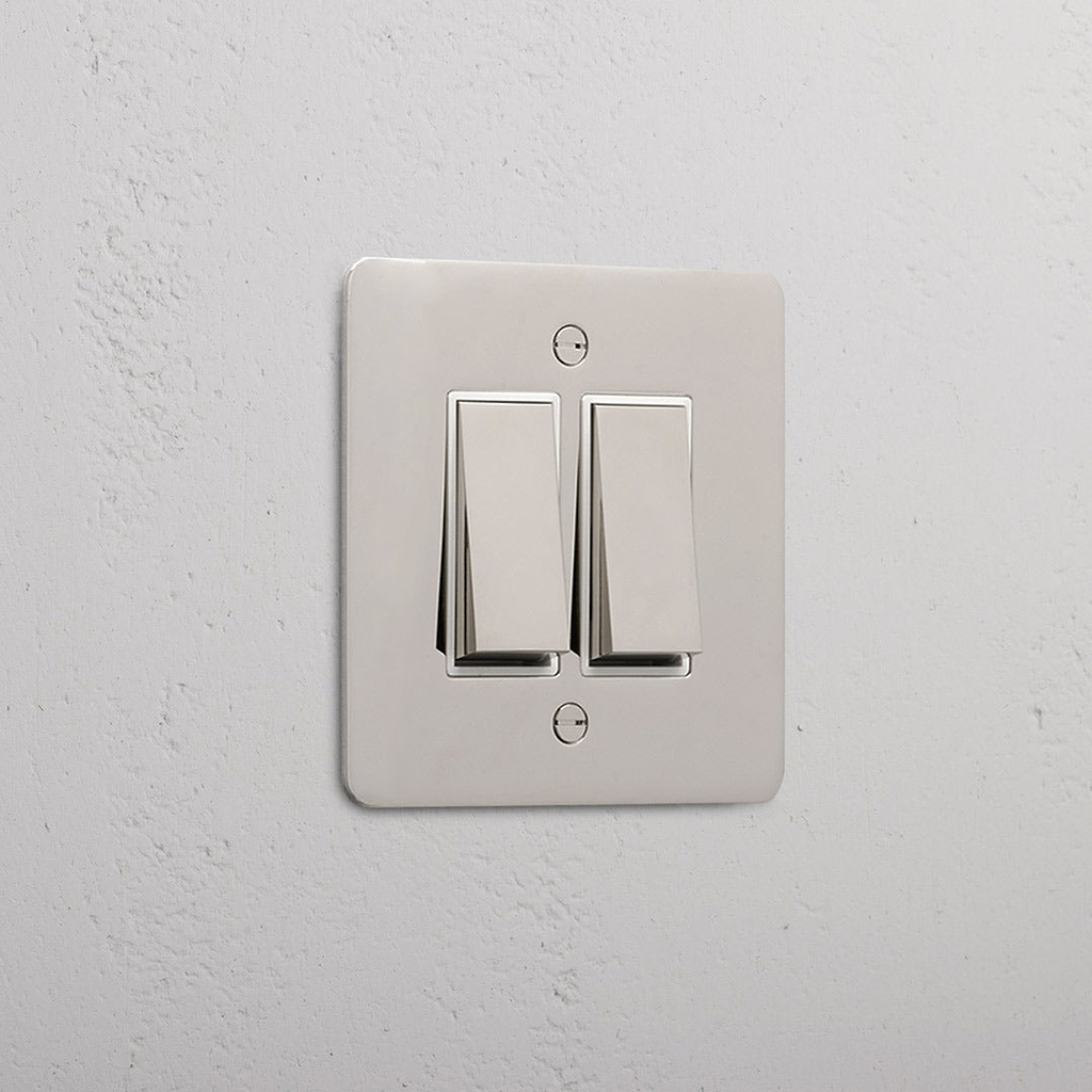 2G Two Way Rocker Switch | Polished Nickel White | Corston