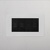 2G socket in paintable black with 8 USB-C ports, ideal for modern interiors and customizable decor.