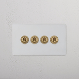 4G Two Way Toggle Switch in Paintable Antique Brass finish, mounted on a white wall.