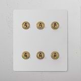 6G Two Way Toggle Switch in paintable antique brass, featuring six toggle switches on a wall plate.